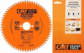 Cmt Süllyesztőfűrész tárcsa 190x20x2,6/1,6/64z 292.190.64M
