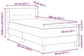 Boxspring ágy matrac 80 x 200 cm, taupe színű, szövet