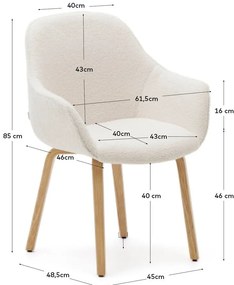 Fehér kárpitozott étkezőfotel Aleli – Kave Home