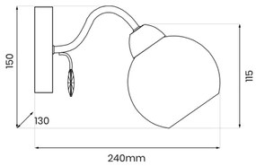 Fali spotlámpa CONNOR 1xE27/15W/230V fényezett króm/fehér