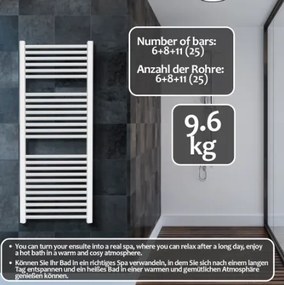 AQUAMARIN Törölközőszárító radiátor 1200 x 600 mm 630 W