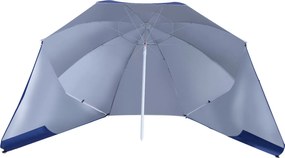 Outsunny 2 az 1-ben Strandernyő Védőtető Kék Φ210xH222cm | Aosom