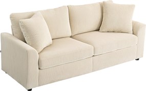 HOMCOM 3-üléses Kanapé, Karfás Kihúzható Kanapé, Kéziszőtt Huzatú Kanapé, Vastagon Párnázott, Pihenő Kanapé, 450 kg-ig Terhelhető, Nappaliba, Hálószob