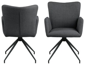 Sötétszürke kárpitozott karfás étkezőfotel szett 2 db-os Laura – Actona