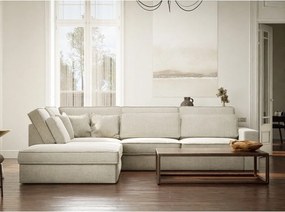 Szürkésbézs zsenília sarokkanapé (bal oldali-L alakú) Kirou – Maison de Rêve