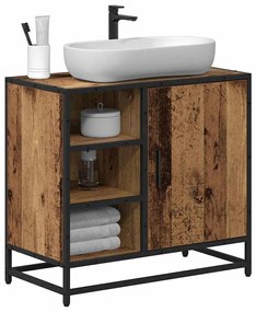 vidaXL Fürdőszoba Székény polcokkal Öreg fa 65 x 33 x 60 cm Faanyag