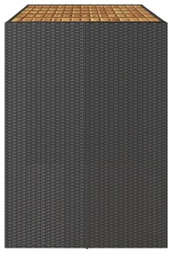 fekete polyrattan kerti bárasztal akácfa lappal 185x80x110 cm