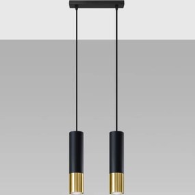 Sollux SL.0953 - Csillár zsinóron LOOPEZ 2xGU10/10W/230V fekete/arany
