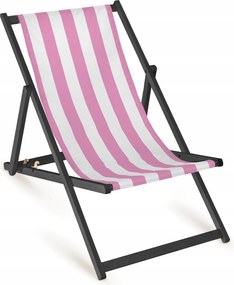 Rózsaszín Kerti Napozóágy Strand Terasz Nyaraló Szék Összecsukható Csíkos