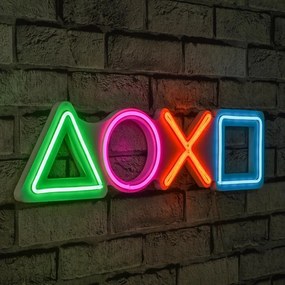 Műanyag LED-es fali dekoráció, Play Station - Multicolor