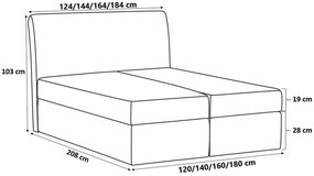 ASKOT boxspring ágy - 200x200, bézs + INGYENES topper