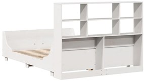 fehér tömör fa könyvespolcos ágy matrac nélkül 140 x 200 cm