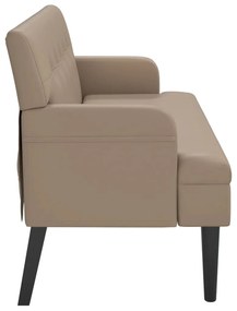 cappuccino-színű műbőr pad háttámlával 112x65,5x75 cm