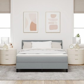 Box Spring Ágy matraccal Világosszürke 140x190 cm Szövet