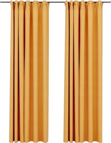 vidaXL 2 db sárga vászonhatású sötétítőfüggöny kampókkal 140 x 225 cm