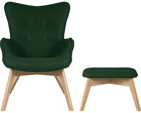 Sötétzöld fotel lábtartóval Niko – Ropez