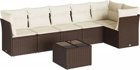 vidaXL 7 részes barna polyrattan kerti ülőgarnitúra párnákkal