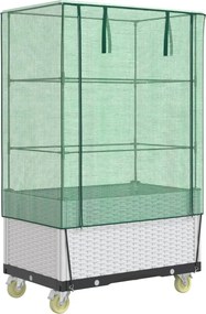vidaXL rattan megjelenésű magaságyás borítással/kerékkel 80x50x182 cm