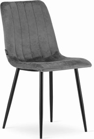 AKCIÓ Szürke bársonyszék LAVA fekete lábakkal II. osztály