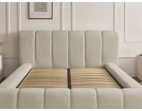 Bézs kárpitozott ágyneműtartós franciaágy ágyráccsal 180x200 cm Denali – Bobochic Paris