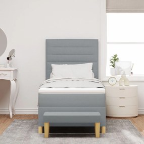 Boxspring ágy matraccal és padlóval Világosszürke 90x200 cm Szövet