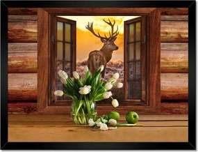 Poszterek keretben 40x30 Méltóságteljes szarvas a réten