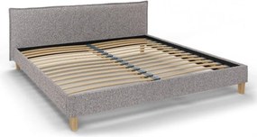 Szürke kárpitozott franciaágy ágyráccsal 200x200 cm Tina – Ropez