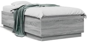 szürke sonoma színű szerelt fa ágykeret LED-del 75x190 cm