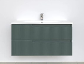 Piramida EURIDIKA fali fürdőszobabútor - műmárvány mosdóval -2 fiókos - PINO ZÖLD - 100 x 48 x 53 cm