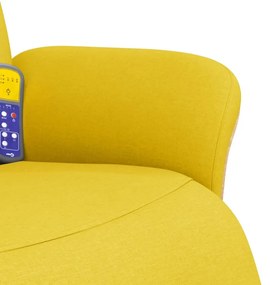citromsárga szövet dönthető masszázsfotel lábtartóval