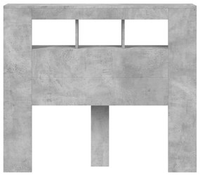 betonszürke szerelt fa LED-es fejtámla 120x18,5x103,5 cm
