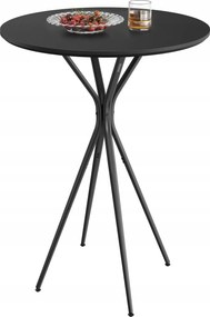 Fekete kerek bárasztal konyhai étkezőasztal acél lábakkal