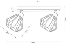 Spot-Light DO63804274 - VENTI mennyezeti lámpa 2xE27/15W/230V tölgy