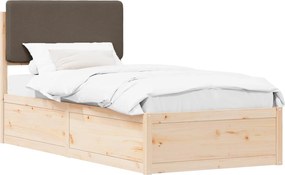 vidaXL Ágykeret Kárpitozott Fejtámlával Tópszínű 100 x 200 cm