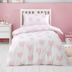 Egyszemélyes flanel gyerek ágyneműhuzat 135x200 cm Hearts – Catherine Lansfield