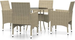 vidaXL 5 részes bézs polyrattan kerti étkezőgarnitúra