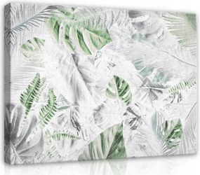 Vászonkép 80x60 Trópusi levelek botanika dzsungel zöld természet vintage öko