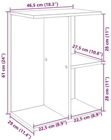 betonszürke szerelt fa éjjeliszekrény 46,5x29x61 cm