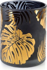 Üveg gyertyatartó fekete matt Jungle Gold 10cm