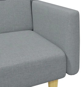 vidaXL 2 személyes világosszürke szövet kanapéágy lábtartóval