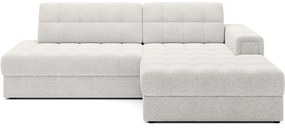 Krémszínű buklé kinyitható sarokkanapé (jobb oldali-heverő résszel) Blezalt – ELTAP
