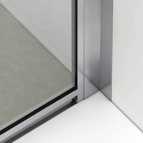 Stuxi Delhi 100x90 aszimmetrikus szögletes tolóajtós zuhanykabin 6 mm vastag vízlepergető biztonsági üveggel, krómozott elemekkel, 200 cm magas