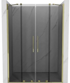 Mexen Velar Duo, tolózuhanyajtó nyitáshoz 140 cm, 8mm szürke üveg, arany fényes, 871-140-000-42-50
