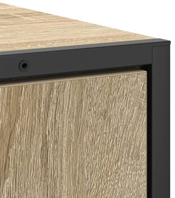 3 darabos Fürdőszoba Bútor Szett Sonoma tölgy Műanyag, Fürdőszoba Tükör Polccal Sonoma tölgy 50x12x60 cm Műanyag