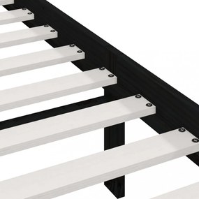 fekete tömör fenyőfa ágykeret 100 x 200 cm