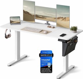 SONGMICS elektromosan ĂĄllĂthatĂł magassĂĄgĂș ĂrĂłasztal 4 memĂłriahellyel, 140 x 60 x 72â120 cm, max. 70 kg, felhĆfehĂ©r