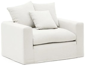 Fehér len fotel Nora – Kave Home