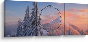 Kép - Téli táj (órával) (90x30 cm)