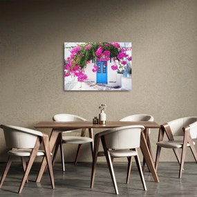 Üveg kép - Hagyományos görög ház (70x50 cm)