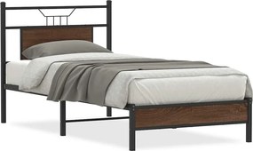 vidaXL barna tölgy színű szerelt fa ágykeret matrac nélkül 75x190 cm